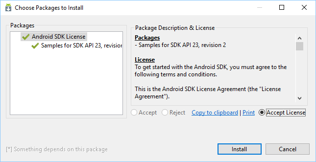 Android SDK Accept Licence