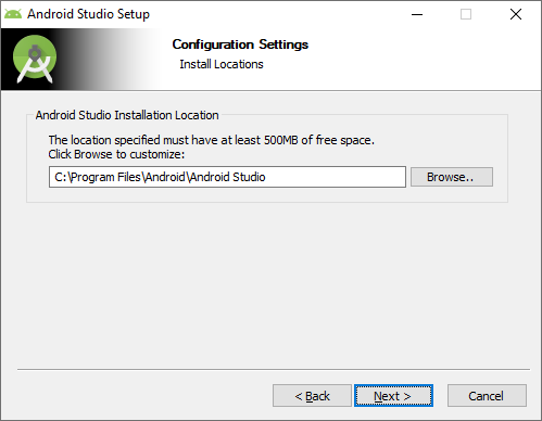 Android Studio Default Install Locations