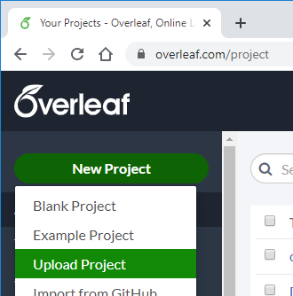 Overleaf Project Upload