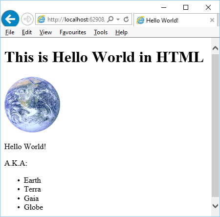 A Basic Hello World! Web Page