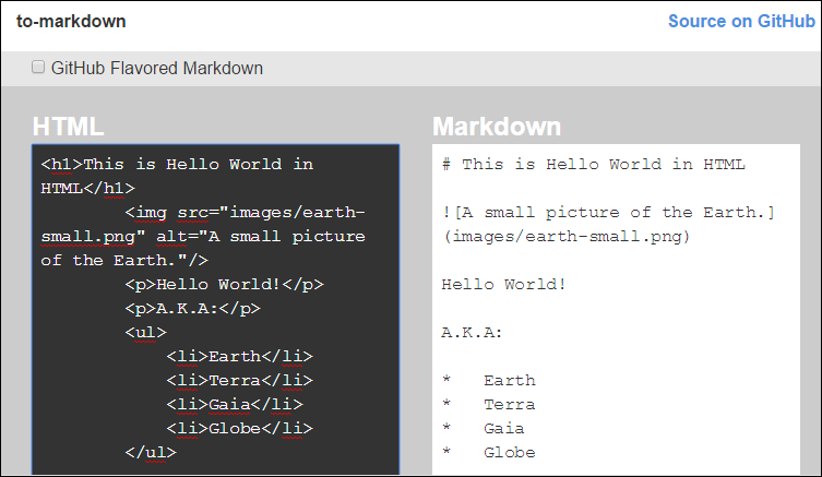 Online HTML to Markdown