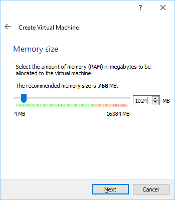 Set the VM's memory size.