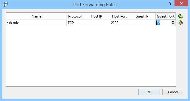 VirtualBox SSH Port Forwarding Rule