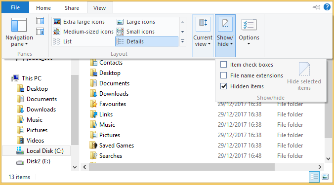 Show Windows Hidden Items