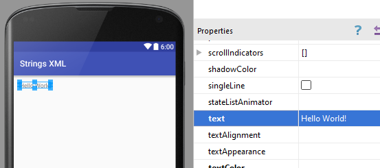 Android Studio Text Property
