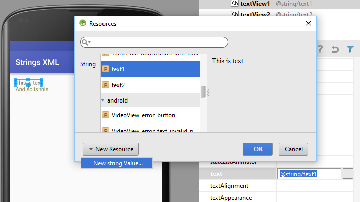 Defining New TextView Strings