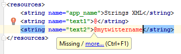 Strings XML Error