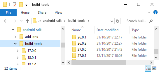 Android Build Tools Location