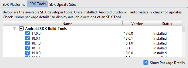 Android Build Tools Versions