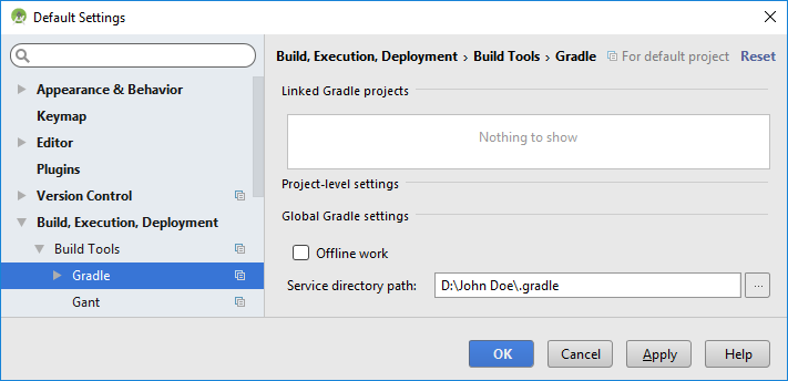 Android Studio Gradle Settings