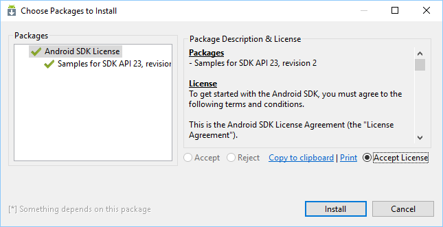 sdkmanager accept license