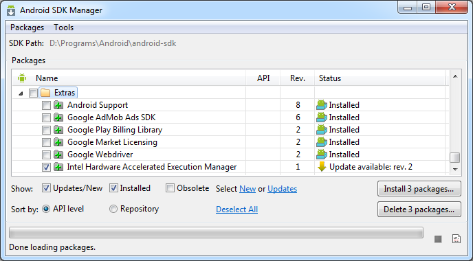 Use SDK Manager to Download Intel HAXM