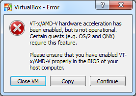 VirtualBox Intel HAXM Error
