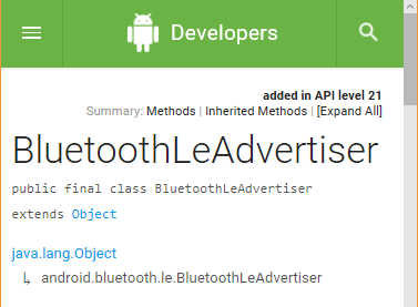 Android class API version