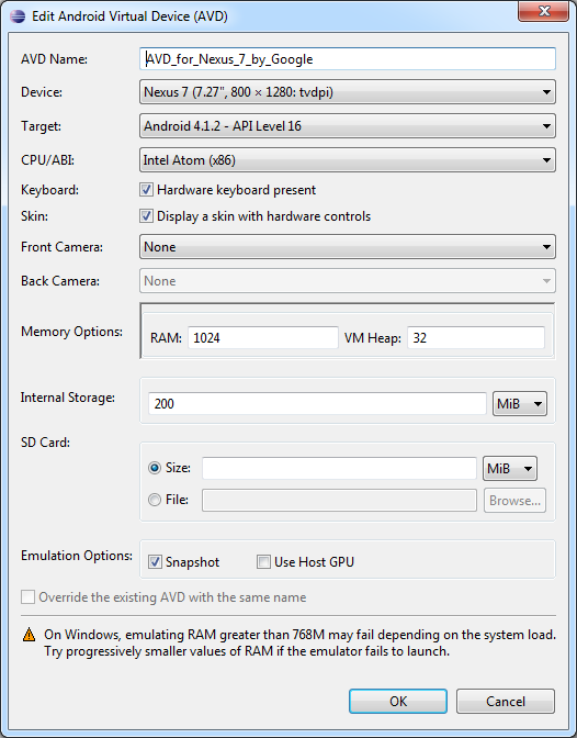 Starting Emulator Failed to Allocate Memory Tek Eye