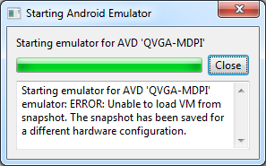 Error Loading AVD