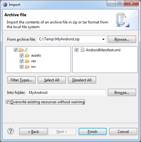Import an Archive File