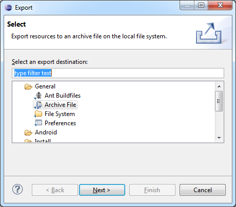 Files Export Options