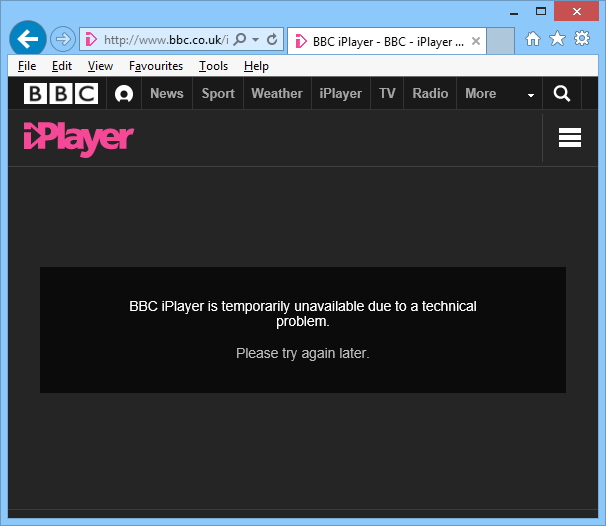BBC iPlayer Down