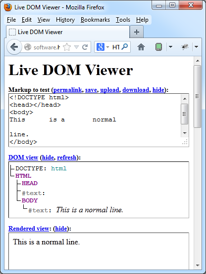 Live DOM Viewer Whitespace Example