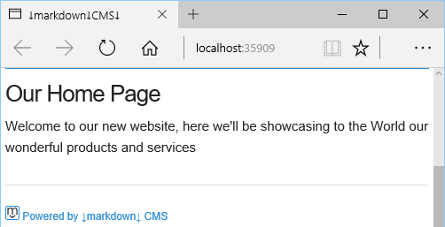 A simple ↓markdown↓ CMS Home Page