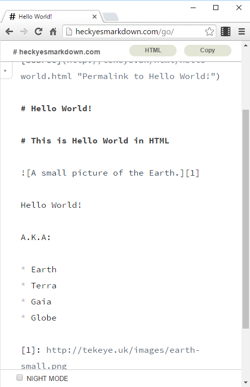 HTML Converted to Markdown via URL
