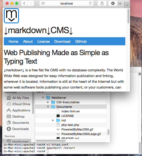 ↓markdown↓ CMS running on a Mac.