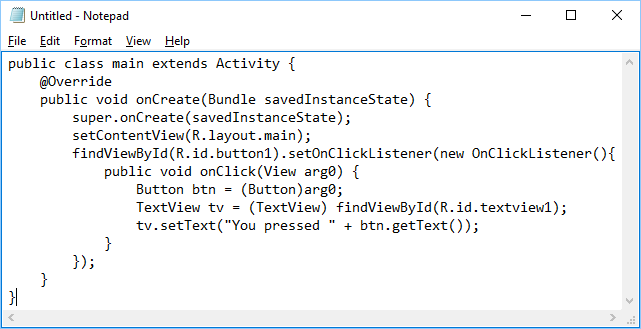 Pasted Code in Notepad