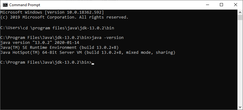 Version Check after Installing Java on Windows