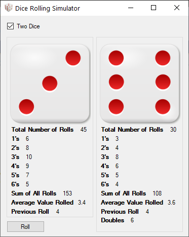 C# Dice Roll Code with Stats