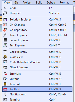 Visual Studio View Toolbox