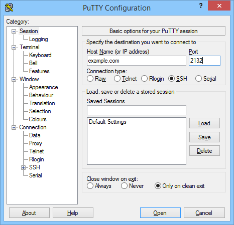 PuTTY to SSH into different port