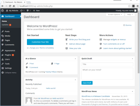 WordPress Dashboard