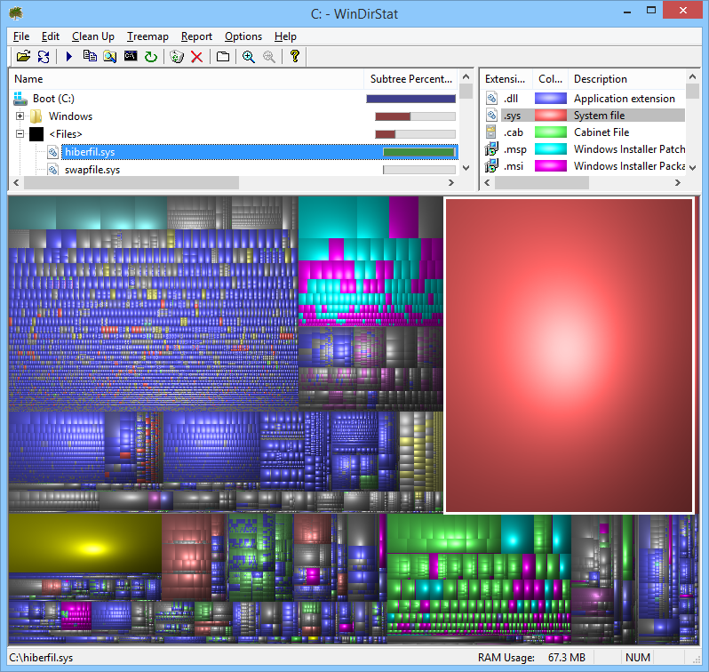 A Hiberfil.sys on a Windows 60GB System DIsk