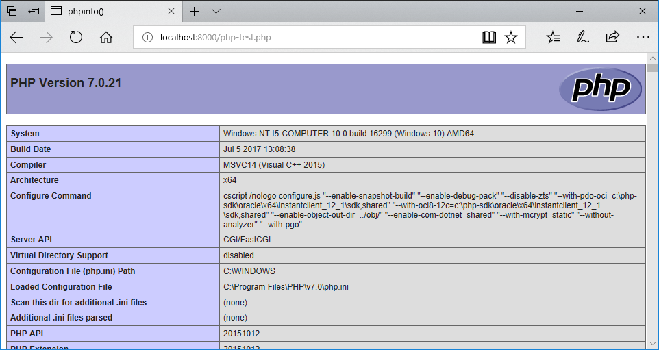 Testing PHP on IIS