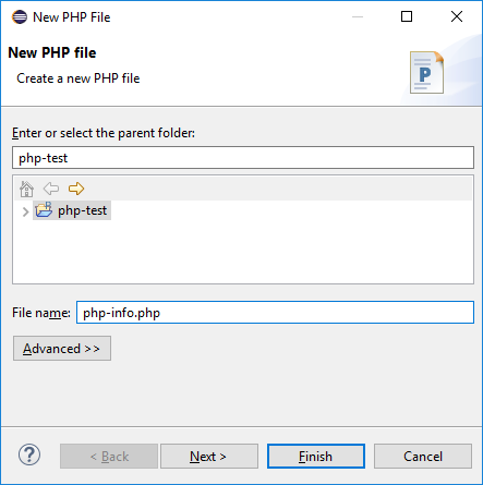 Name a PHP File in Eclipse