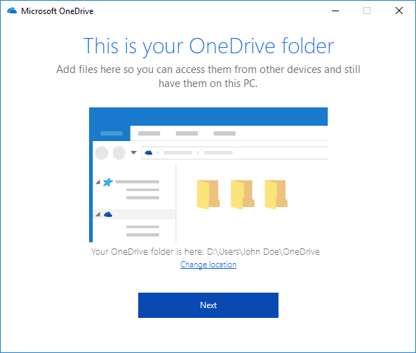 Set the OneDrive Folder