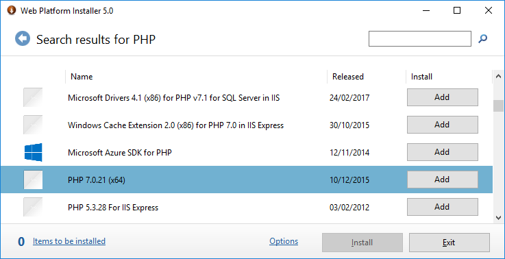 how to add php 5.6 to microsoft webmatrix