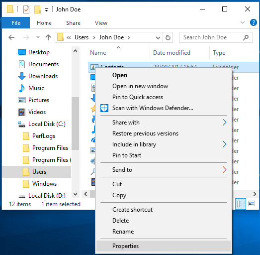 Windows Folder Properties