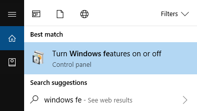 Search for Windows Features