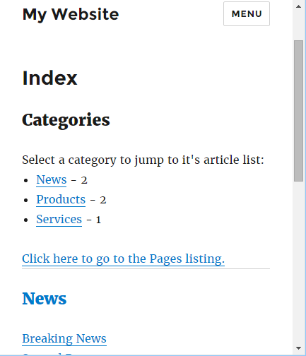 WordPress Index Template